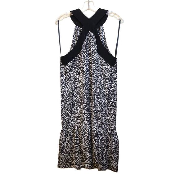 Belldini Silky Halter Dress Black & White Print With Wide Straps XL NWT - Picture 1 of 9